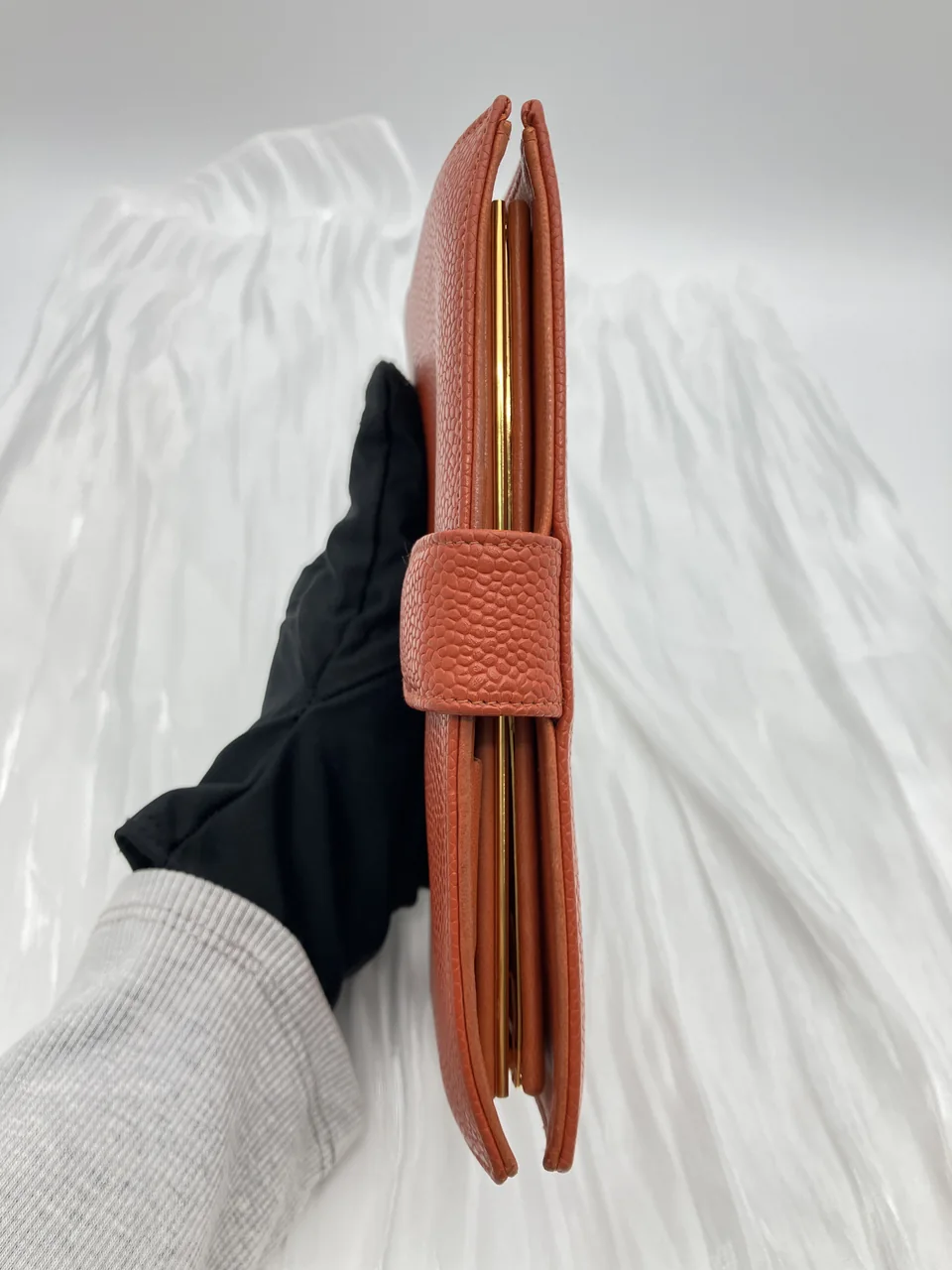 CHANEL CAVIAR LONG WALLET (ORANGE) view 5