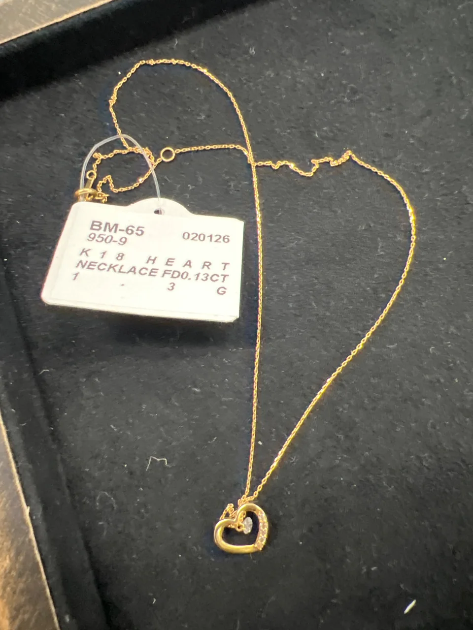 K18 HEART NECKLACE FD0.13CT 1.3G