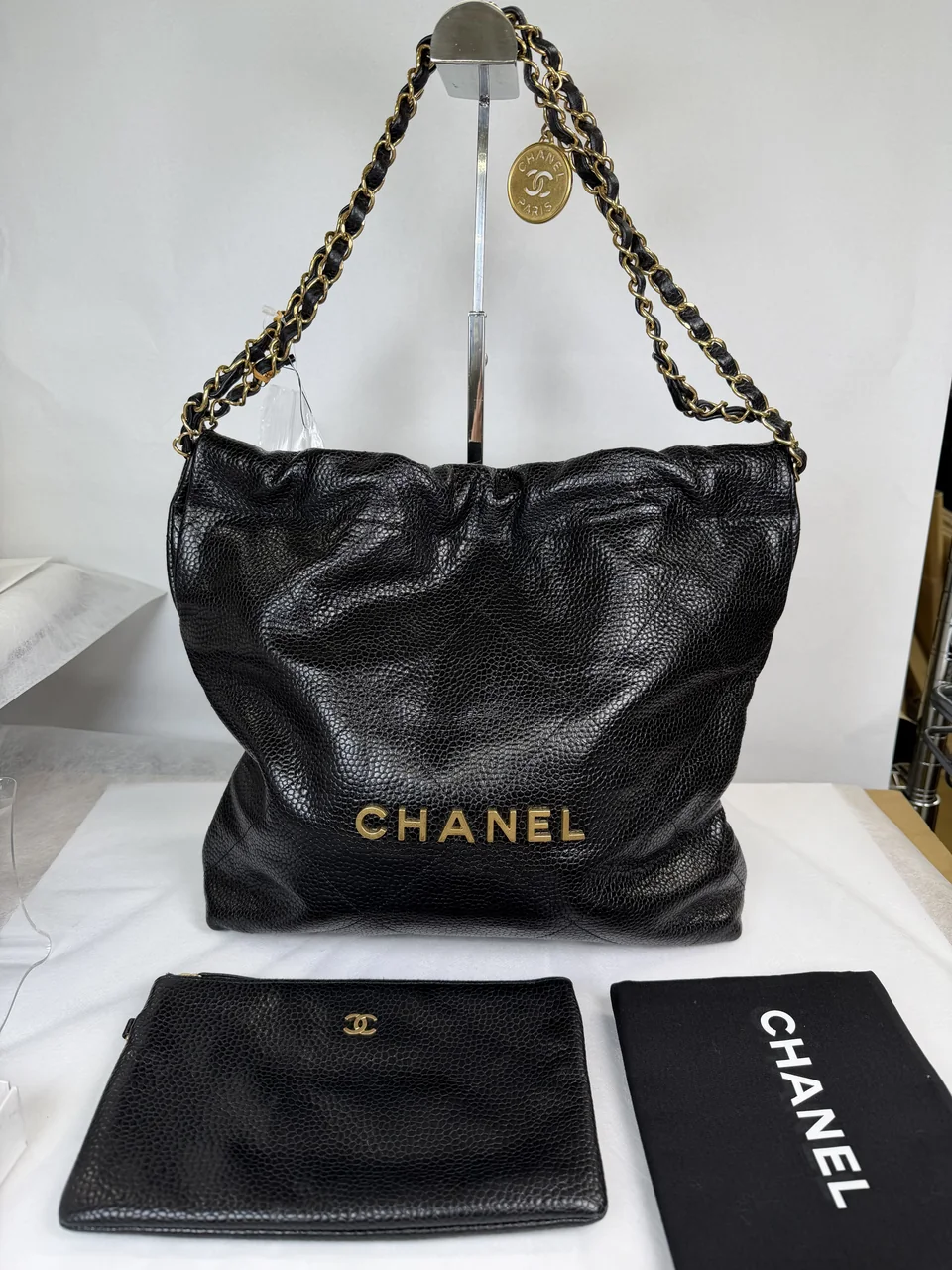 CHANEL CAVIAR 22 CHAIN TOTE BAG
