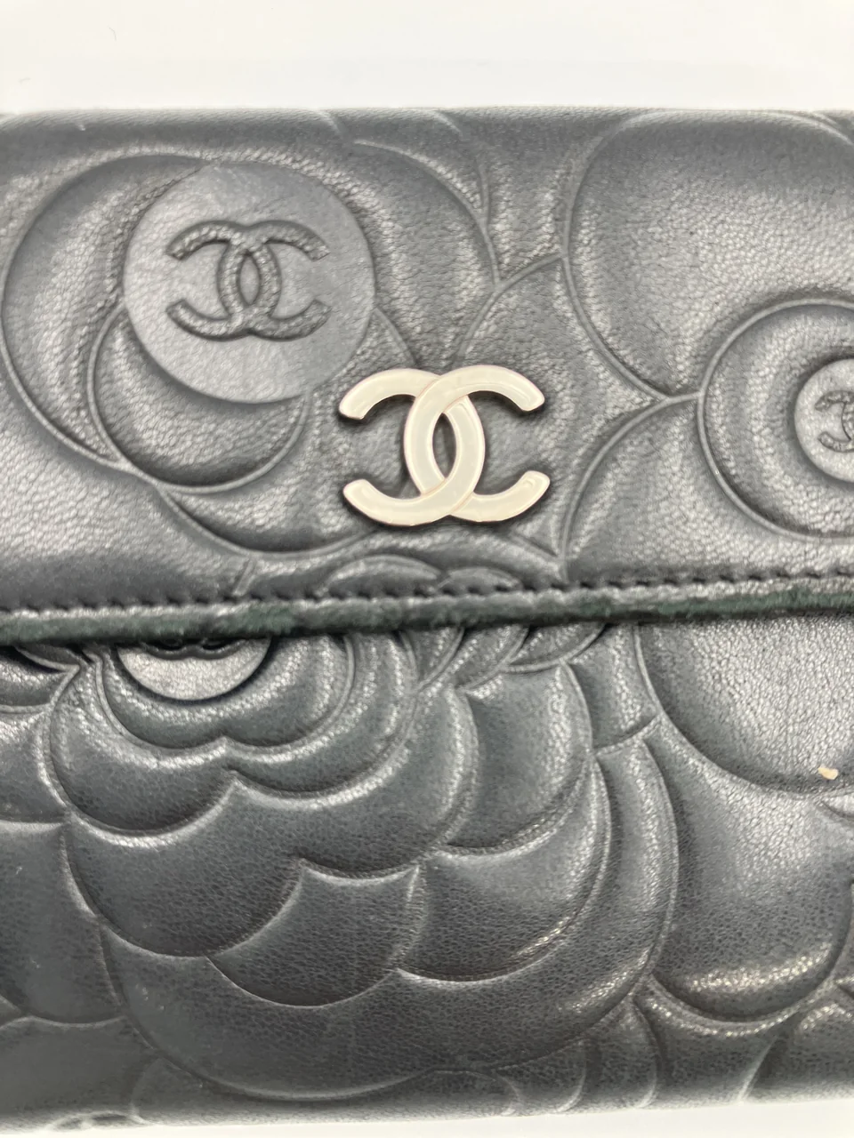 CHANEL LAMB SKIN CAMELIA WALLET view 16