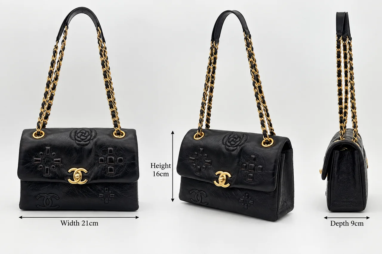CHANEL CALF SKIN CAMELLIA SHOULDER BAG (39 SERIAL CODE) view 3