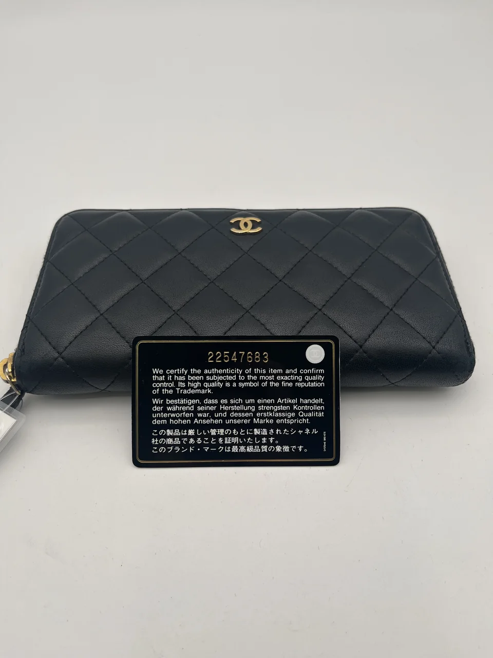 CHANEL LAMB SKIN ROUND FASTENER LONG WALLET view 2