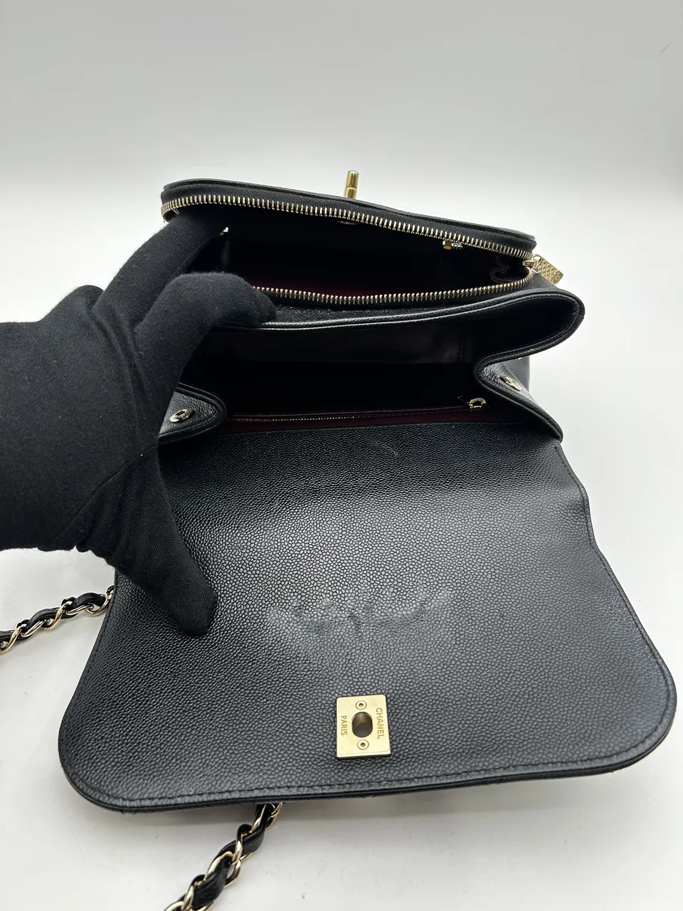 CHANEL CAVIAR TWO-WAY CHAIN SHOULDER BAG hover