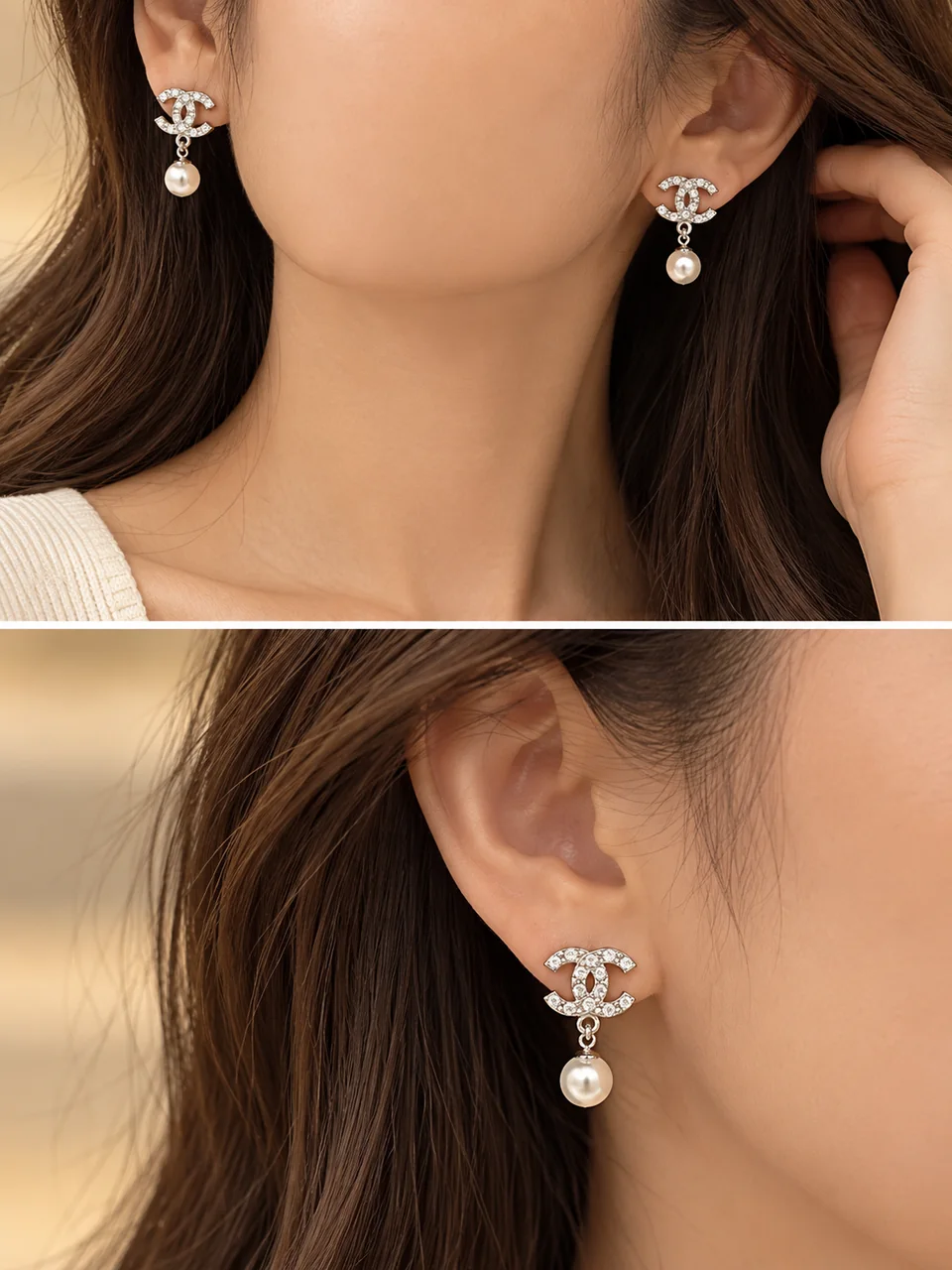 CHANEL COCO PEARL SWING EARRINGS hover