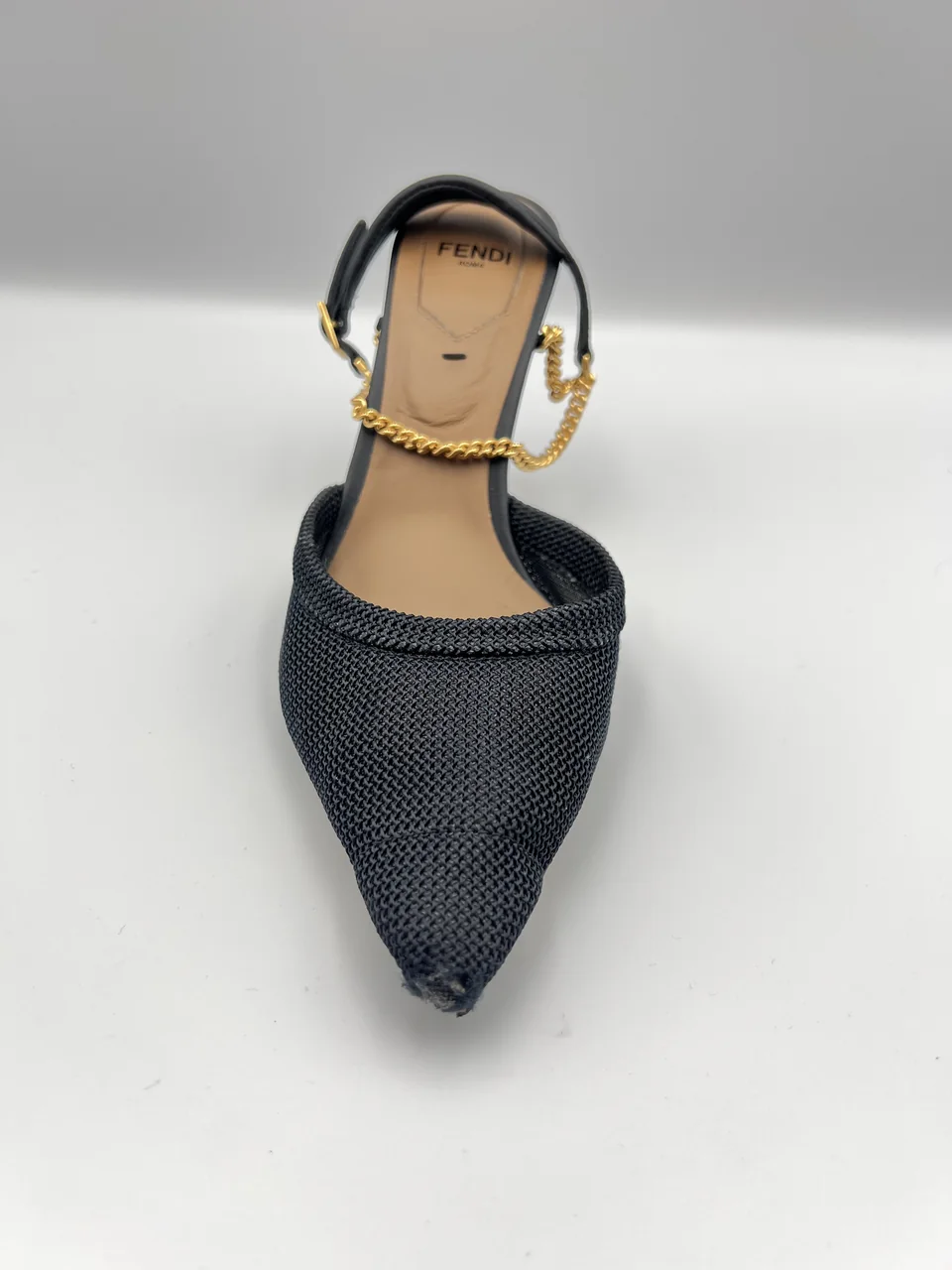 FENDI CHAIN STRAP HEEL SANDALS (SIZE 36 1/2) view 7
