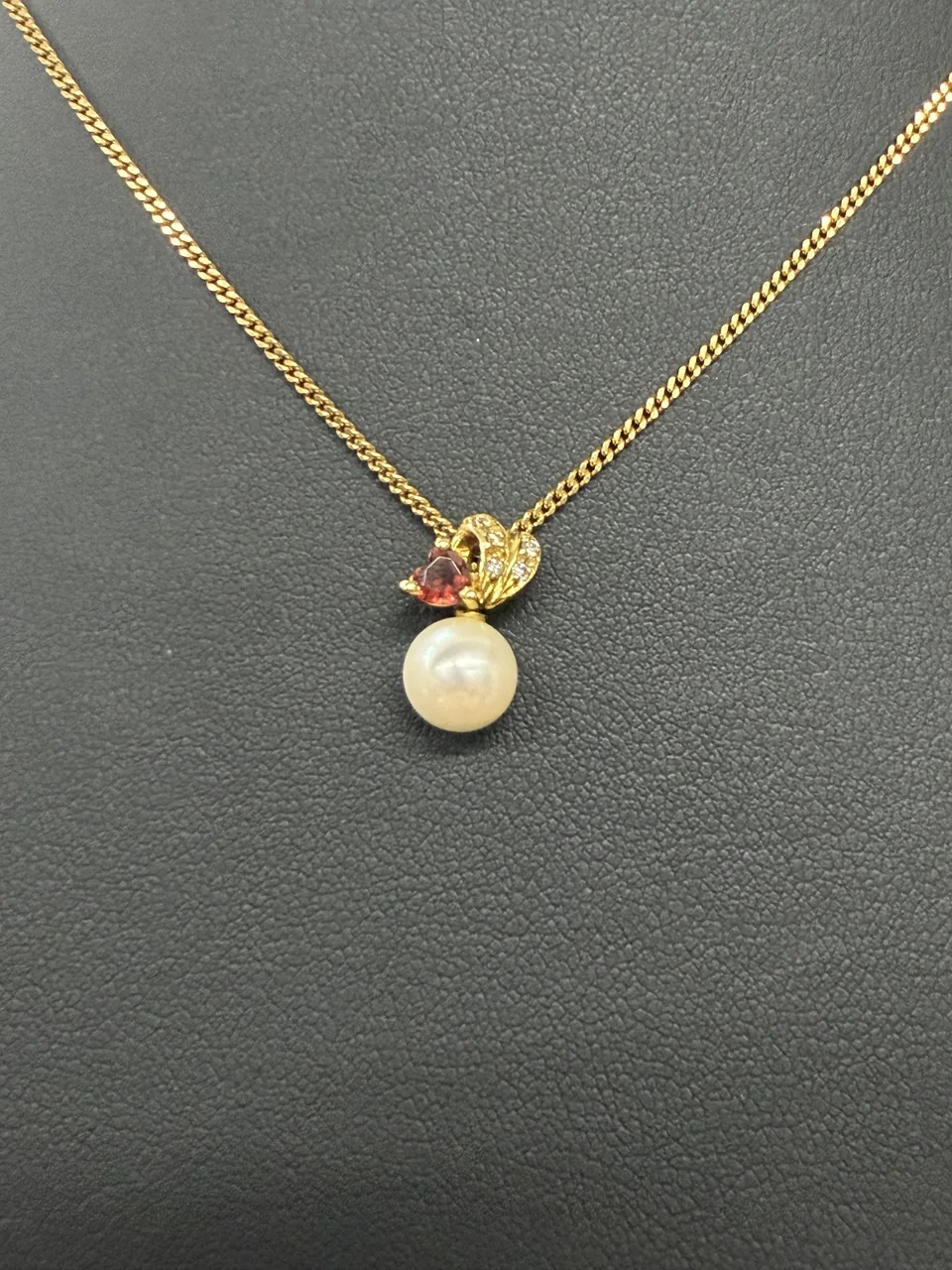 K18 PEARL NECKLACE 0.32CT FD0.04CT 4.7G