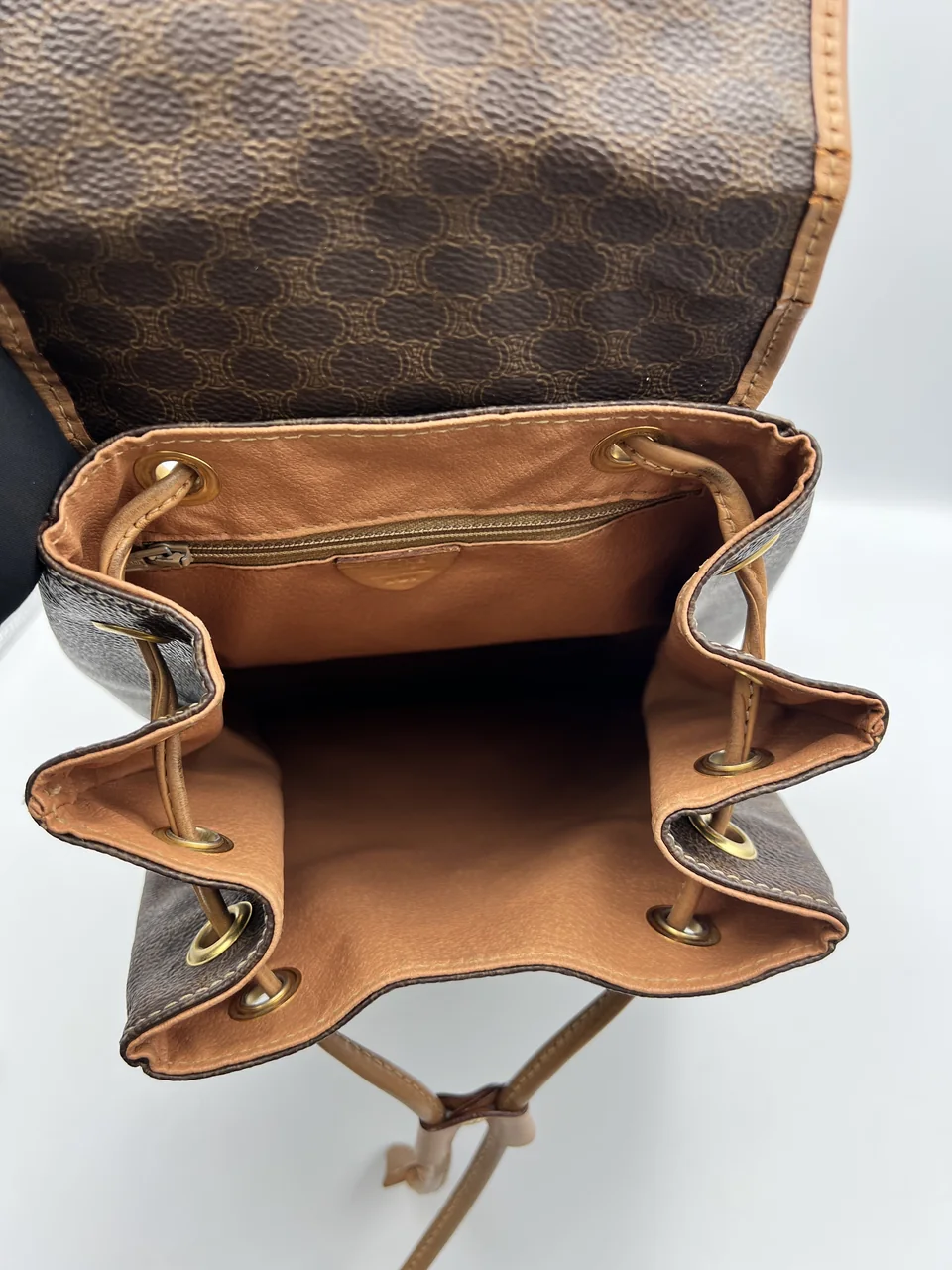 CELINE MACADAM DRAWSTRING BACKPACK (BROWN) view 10