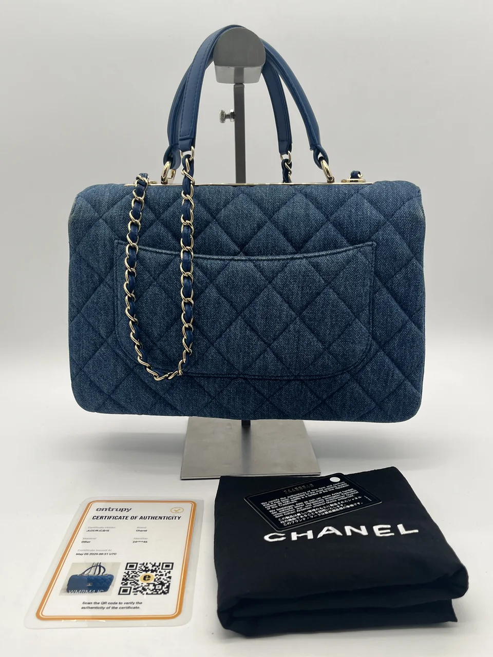 CHANEL DENIM MATELASSE TWO-WAY BAG (24 SERIAL CODE) hover