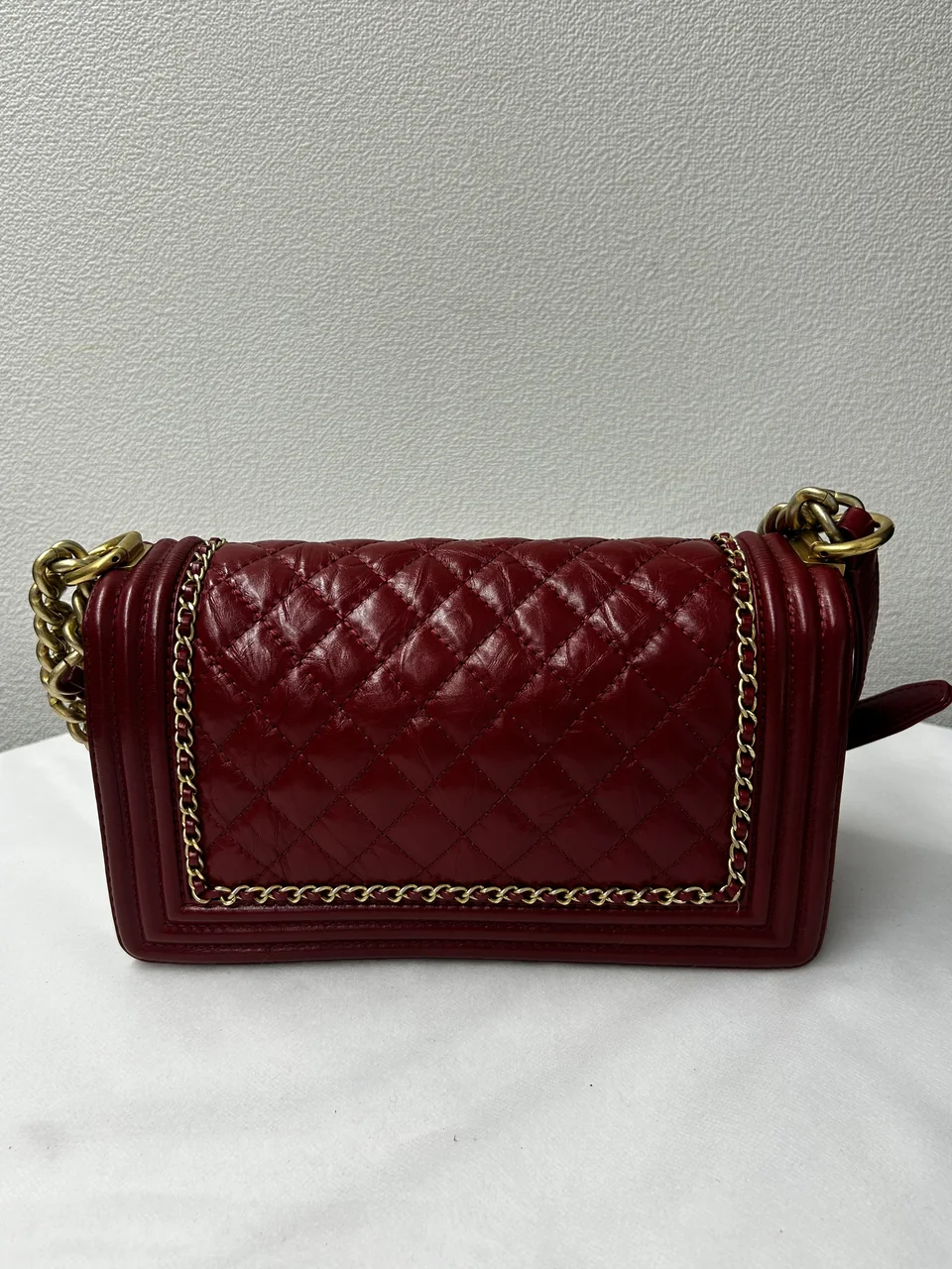 CHANEL CALF SKIN LE BOY CHAIN SHOULDER BAG view 4