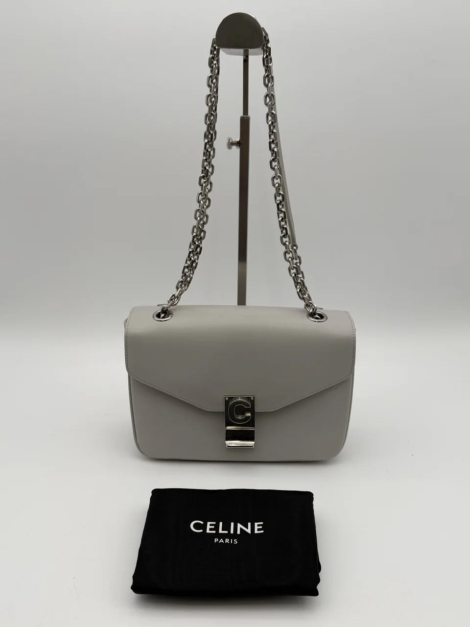 CELINE CHAIN SHOULDER BAG (LIGHT GRAY) hover