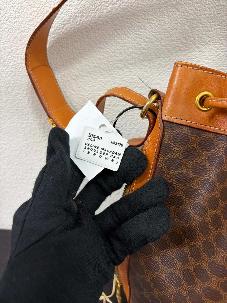 CELINE MACADAM SHOULDER BAG (BROWN) view 13