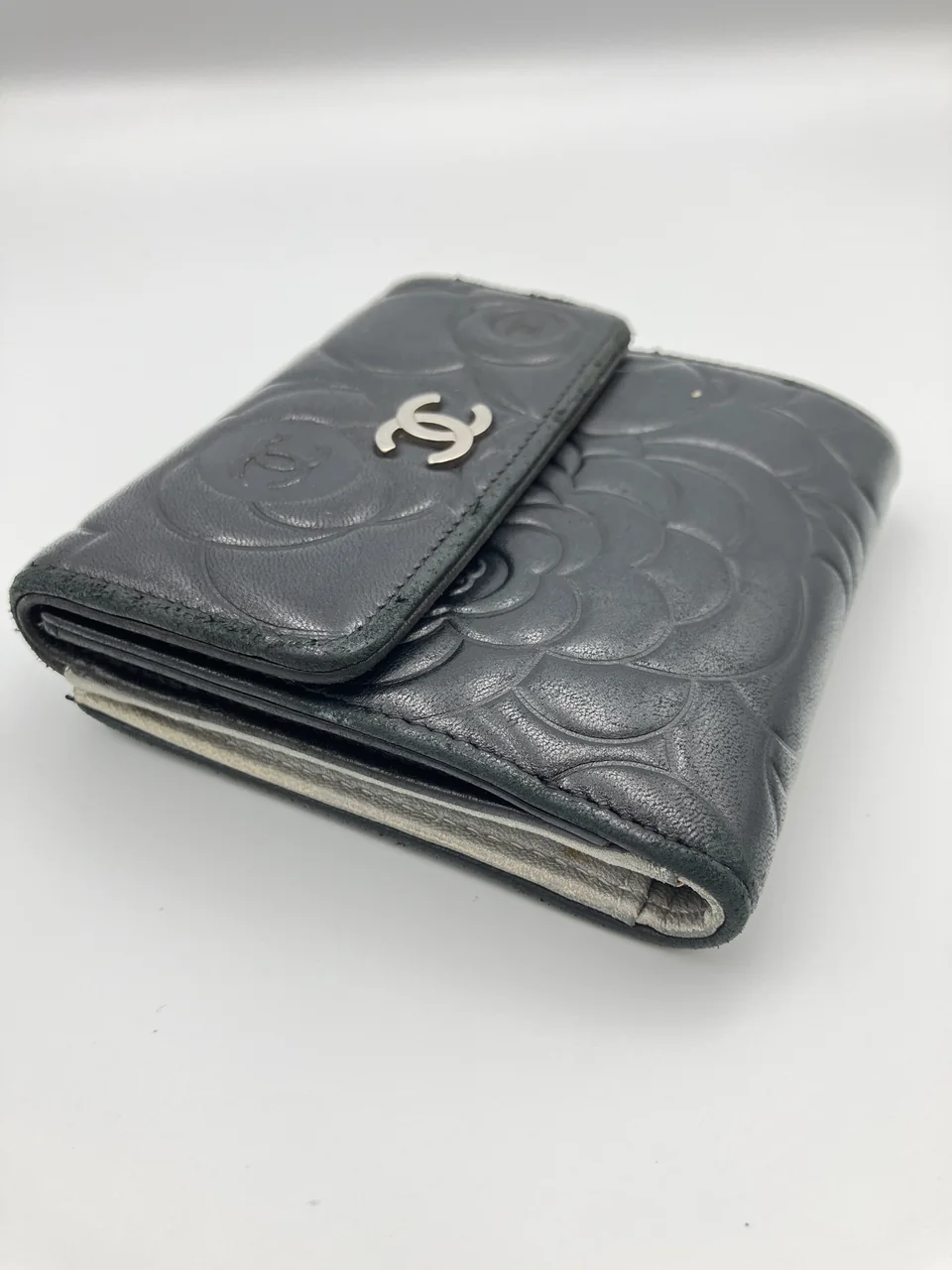 CHANEL LAMB SKIN CAMELIA WALLET view 9
