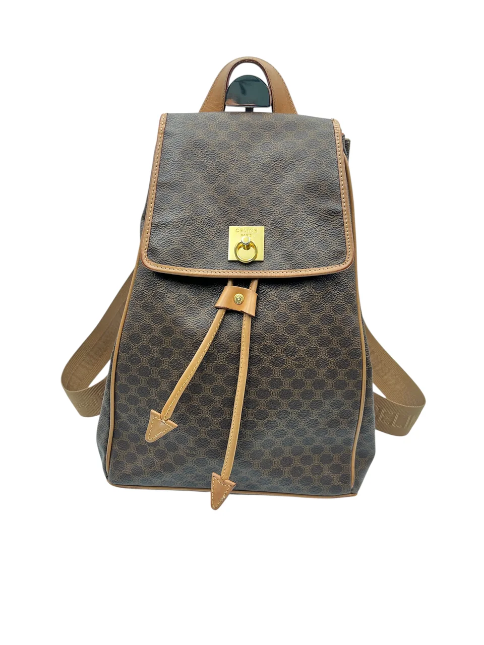 CELINE MACADAM DRAWSTRING BACKPACK (BROWN)