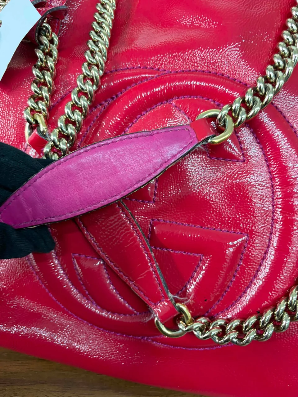 GUCCI CHAIN SHOULDER BAG (PINK) view 3