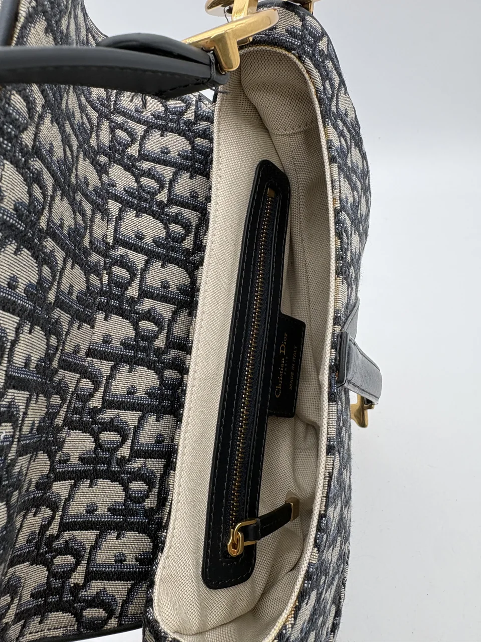 DIOR OBLIQUE SADDLE BAG (NAVY) view 13