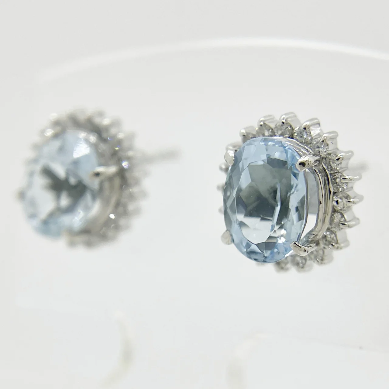 PT900 AQUAMARINE EARRINGS AQ1.10CTS 1.29CTS 4.2G