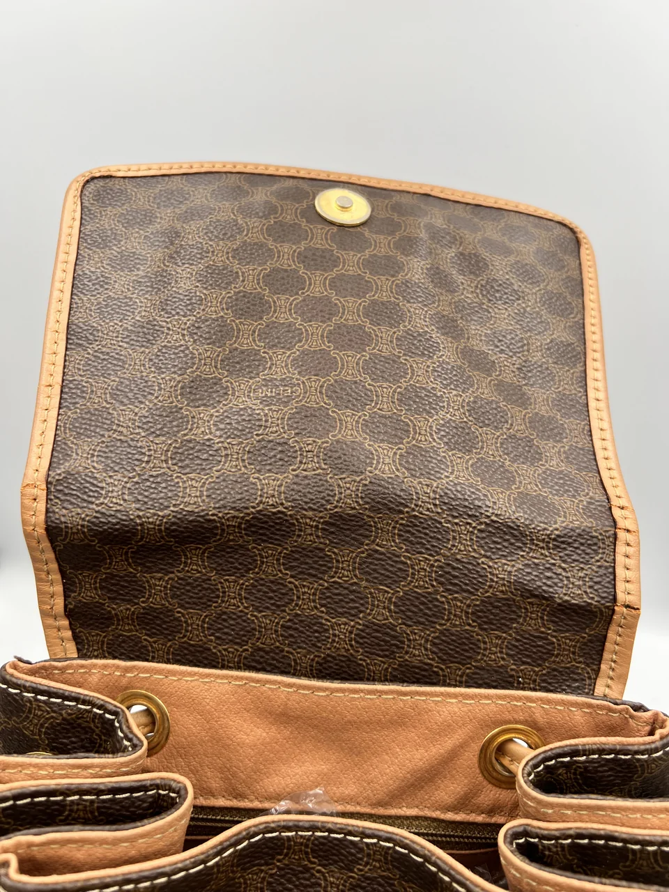 CELINE MACADAM DRAWSTRING BACKPACK (BROWN) view 9