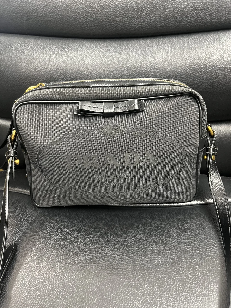 PRADA JACQUARD RIBBON SHOULDER BAG