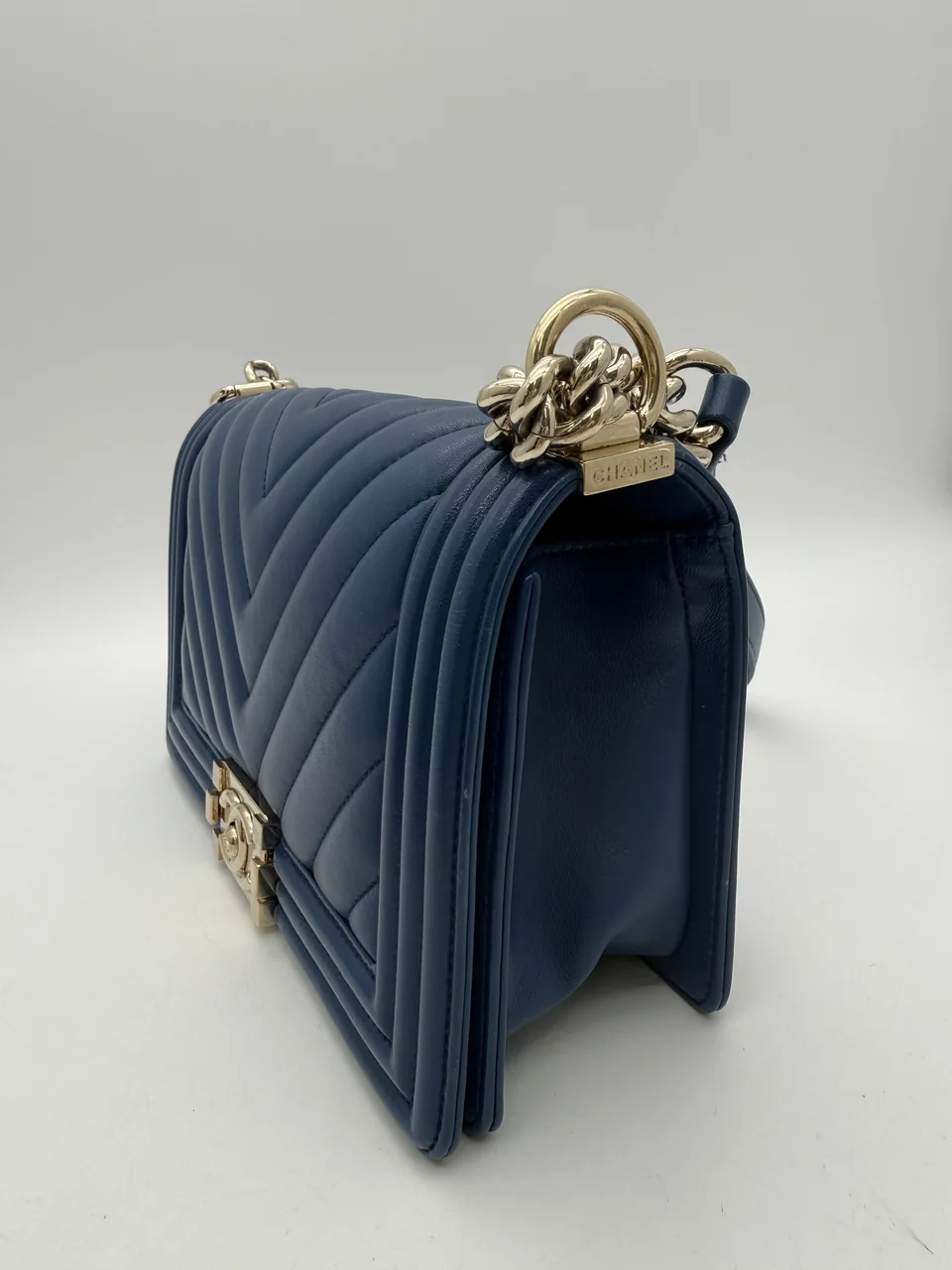 CHANEL LAMB SKIN V-STITCH LE BOY view 4