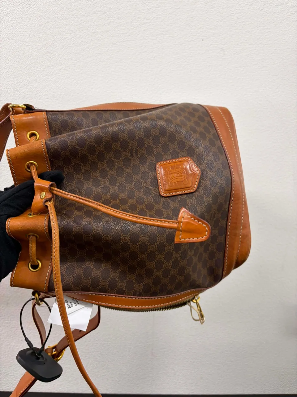 CELINE MACADAM SHOULDER BAG (BROWN) view 9