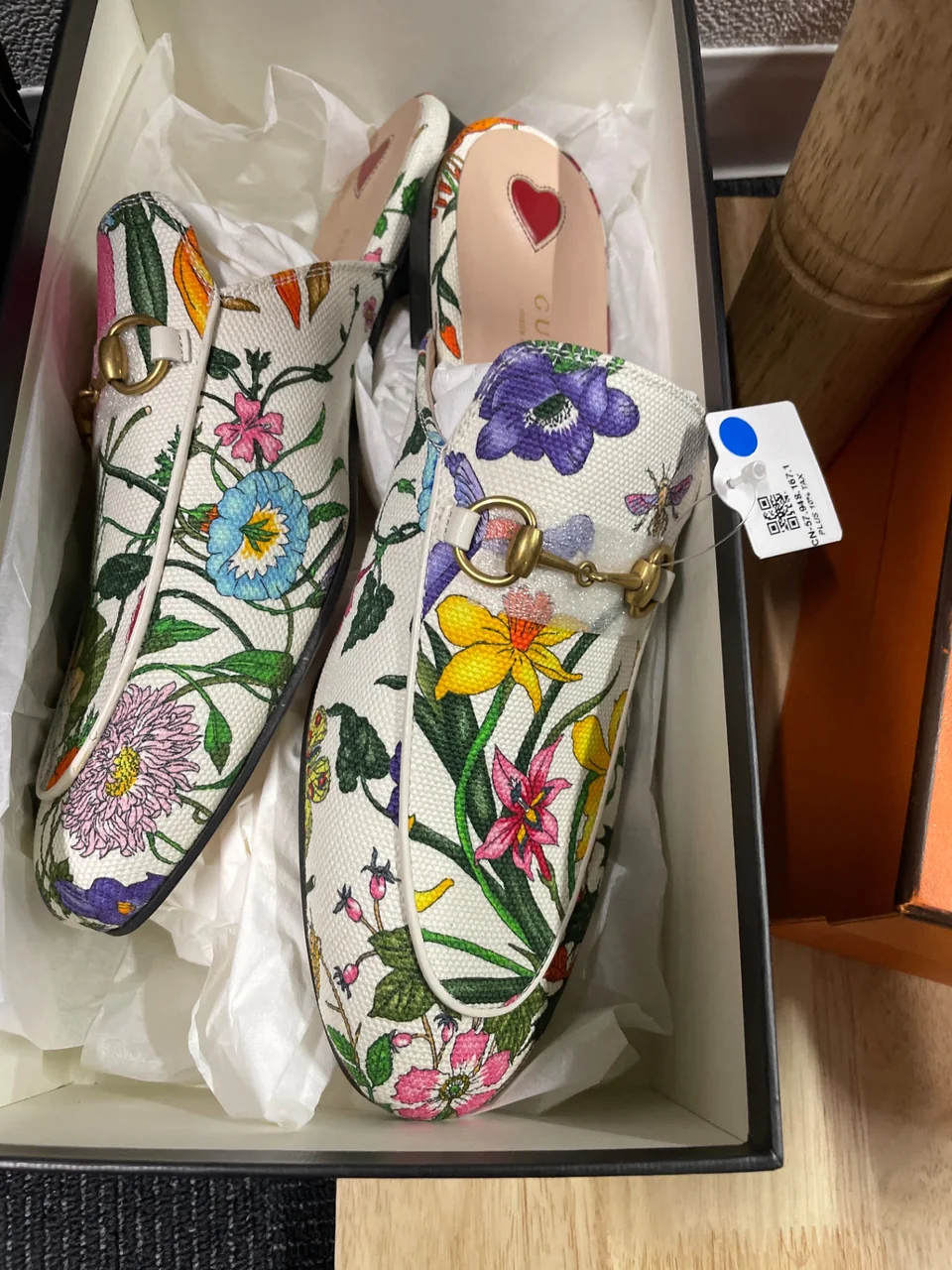 GUCCI FLORAL PRINCETOWN MULES (SIZE 39 1/2)