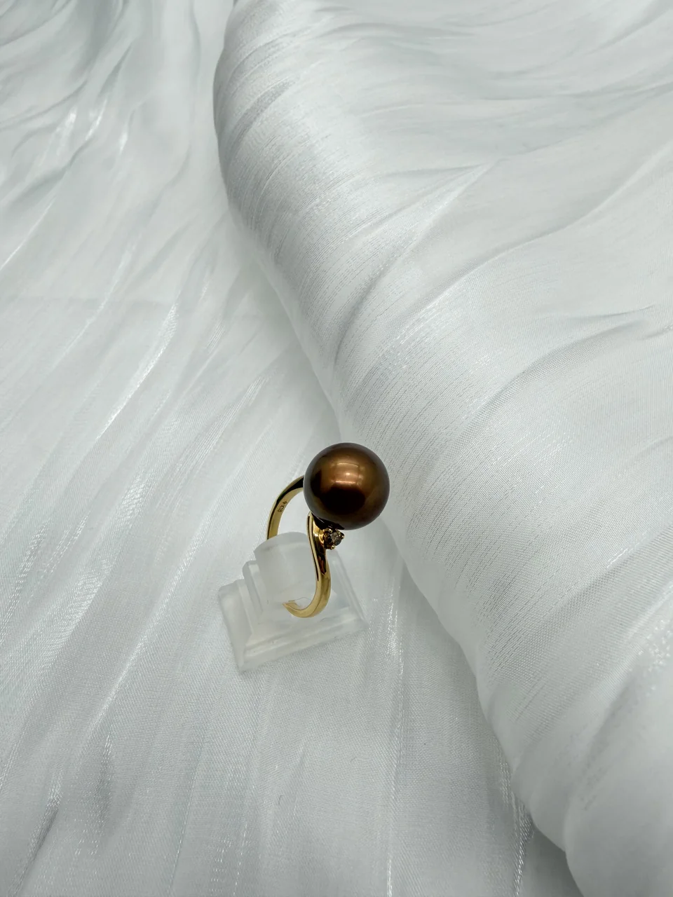 K18 PEARL RING 11.5MM FD0.08CT 4.9G