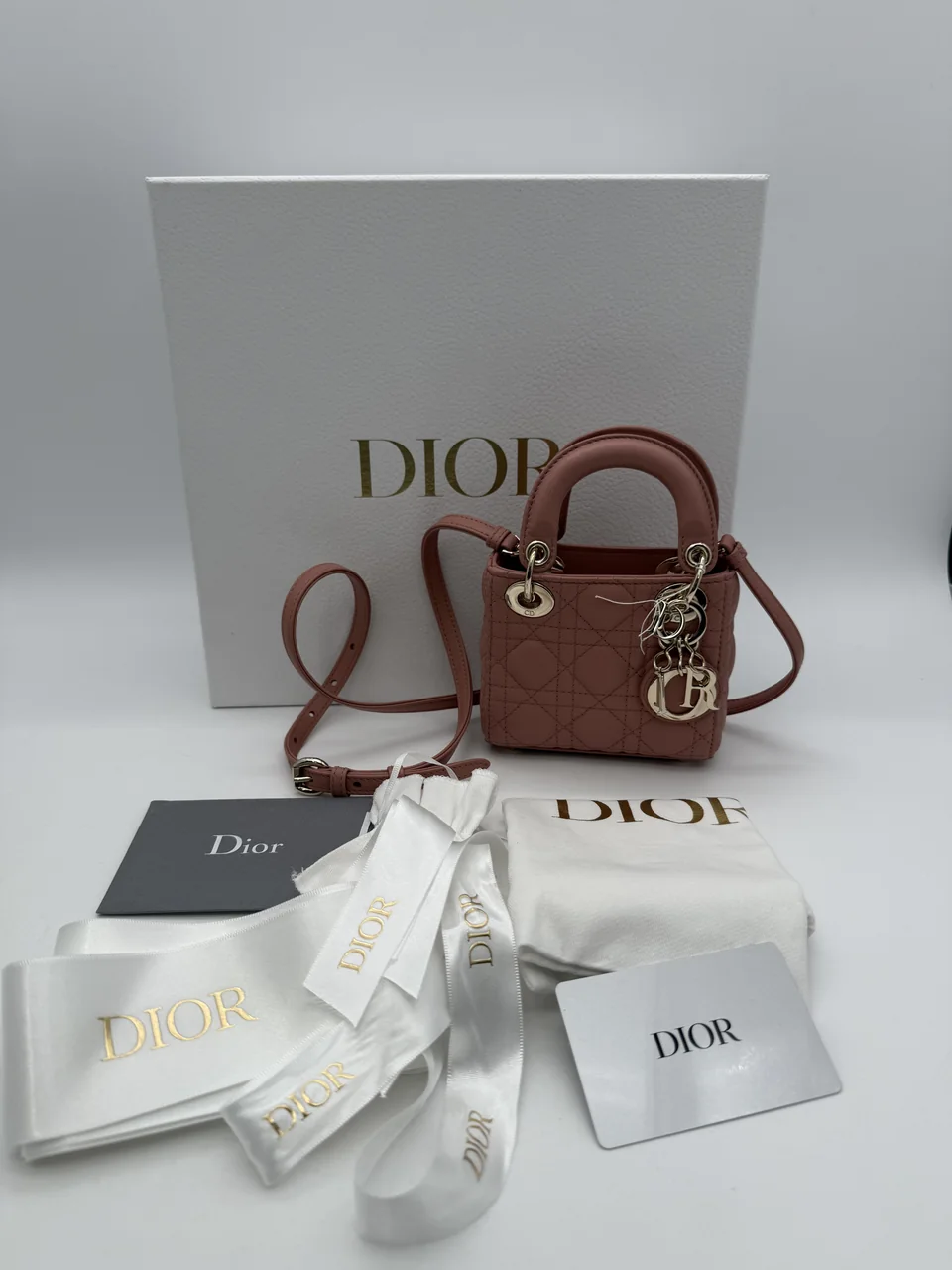 DIOR LADY DIOR MICRO (DUSTY CORAL PINK)