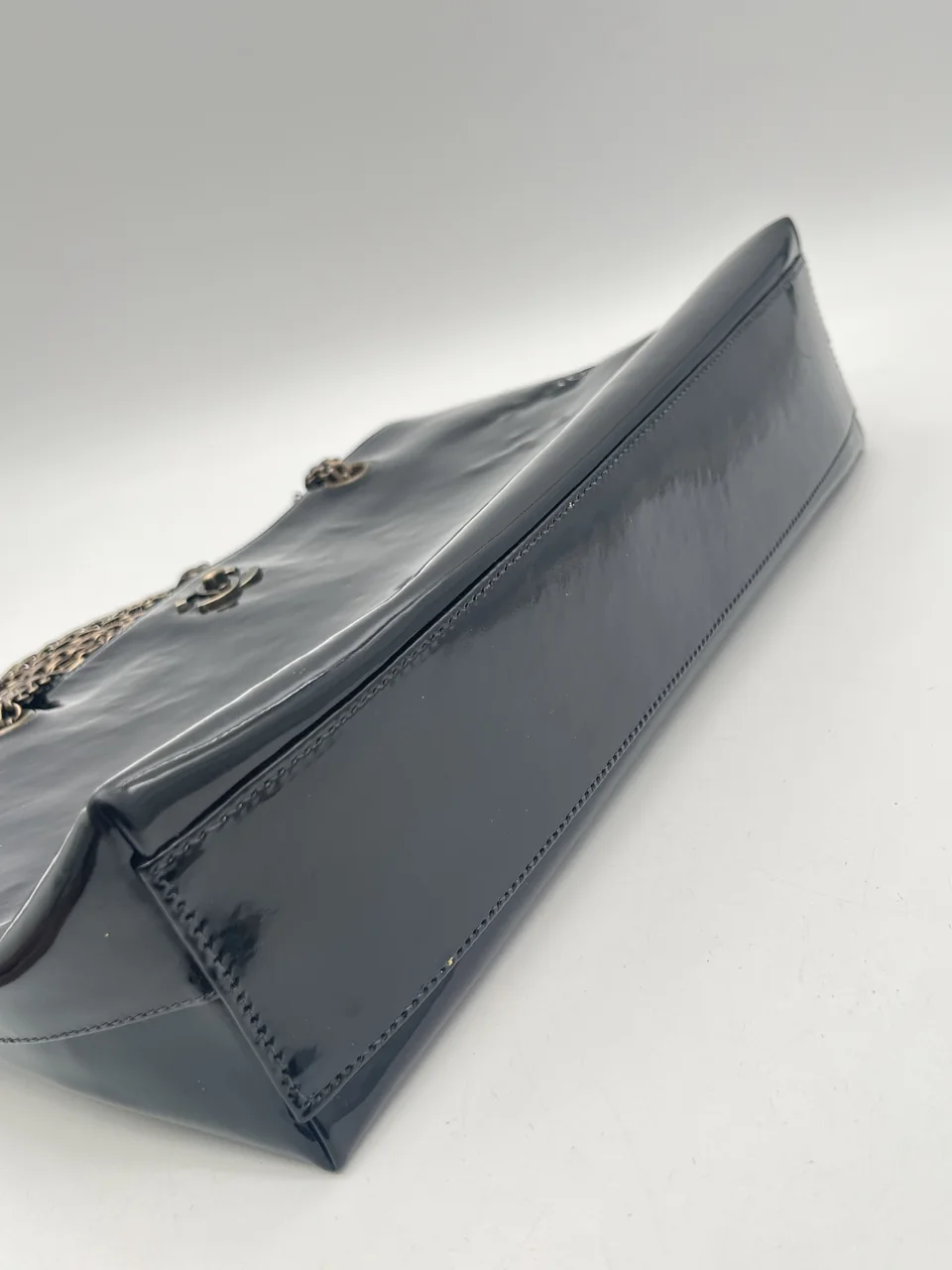 CHANEL PATENT CHAIN TOTE view 5
