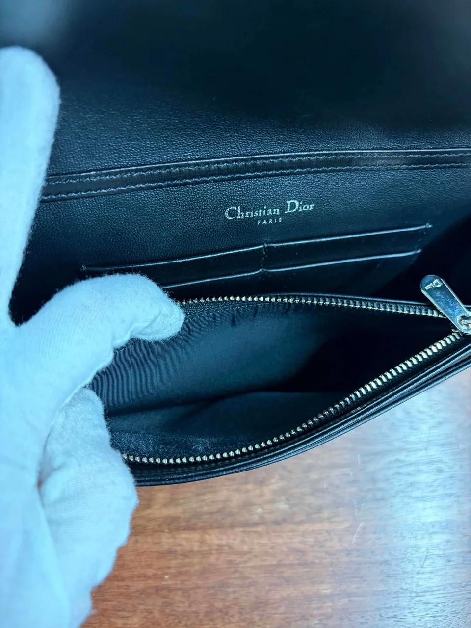 DIOR CHAIN SHOULDER BAG (BLACK) view 3