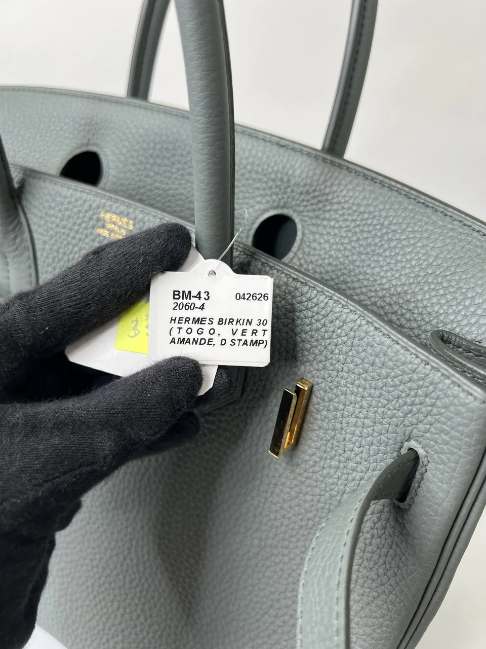 HERMES BIRKIN 30 (TOGO, VERT AMANDE, D STAMP) view 12