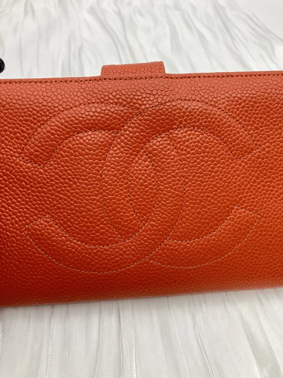 CHANEL CAVIAR LONG WALLET (ORANGE) view 9