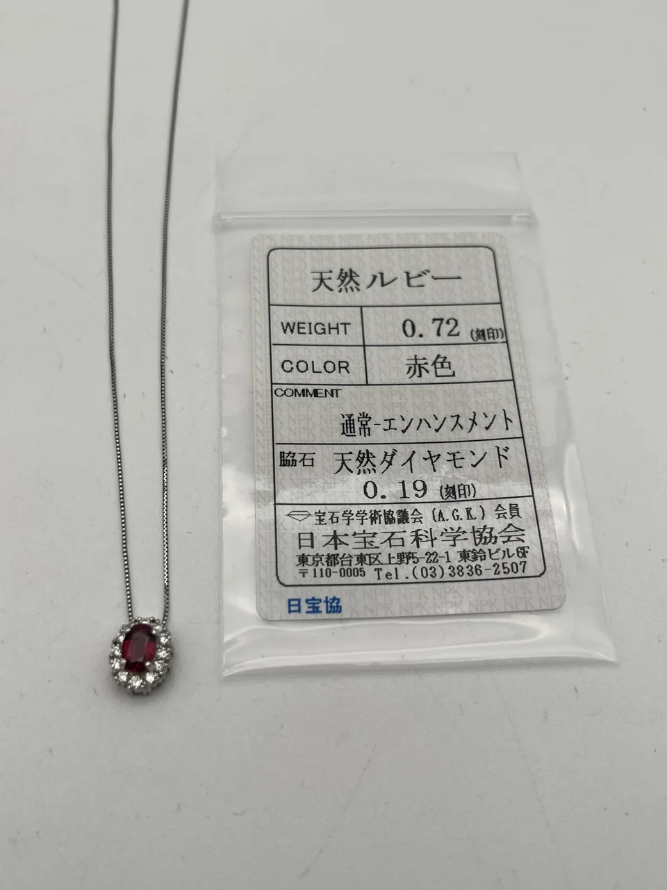 PT850/PT900 RUBY NECKLACE R0.72CT FD0.19CT 2.9G view 5