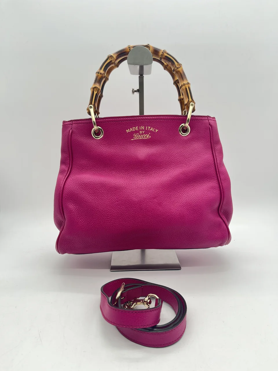 GUCCI BAMBOO TWO-WAY SHOULDER BAG (FUCHSIA PINK)