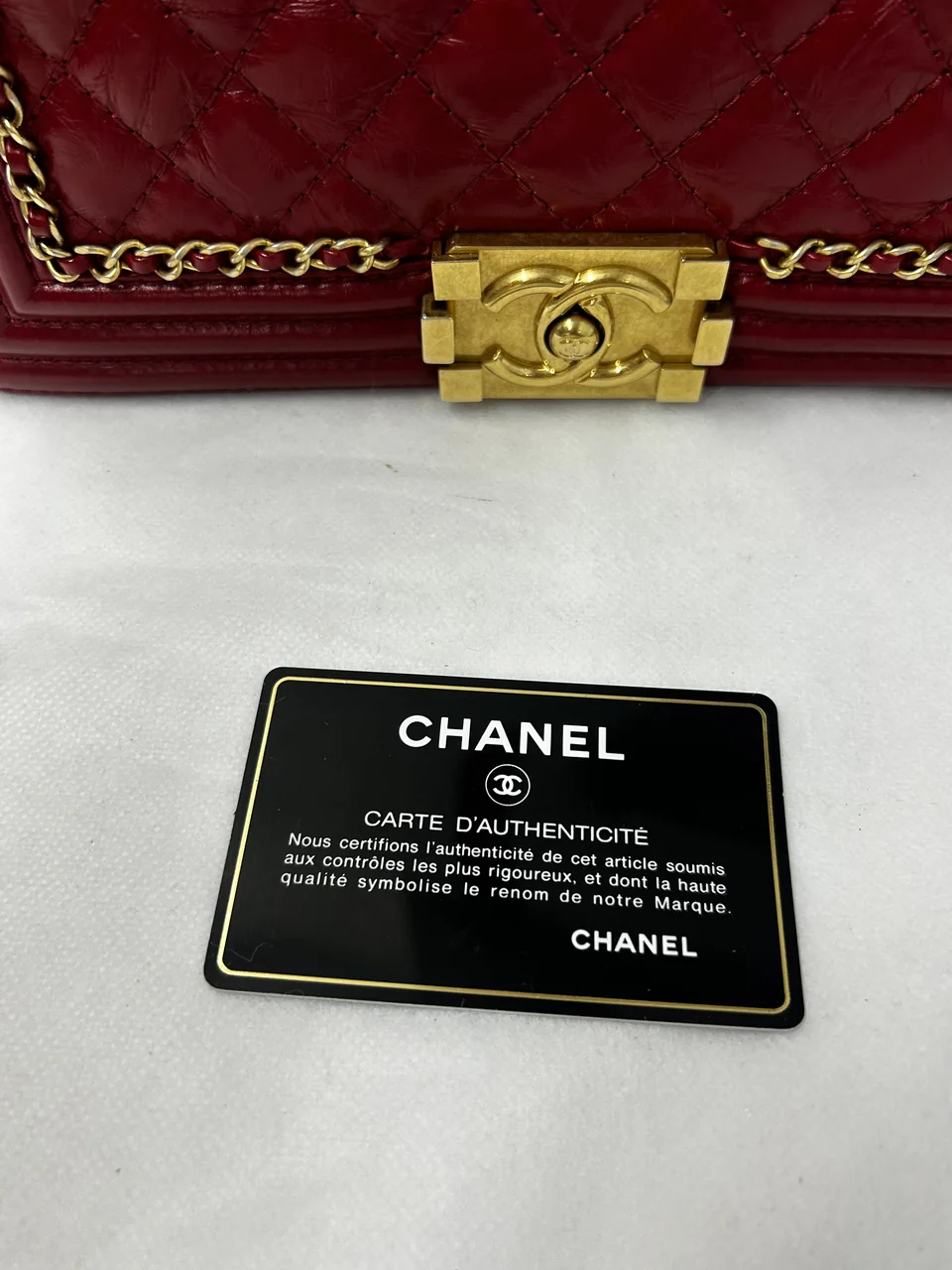 CHANEL CALF SKIN LE BOY CHAIN SHOULDER BAG view 7