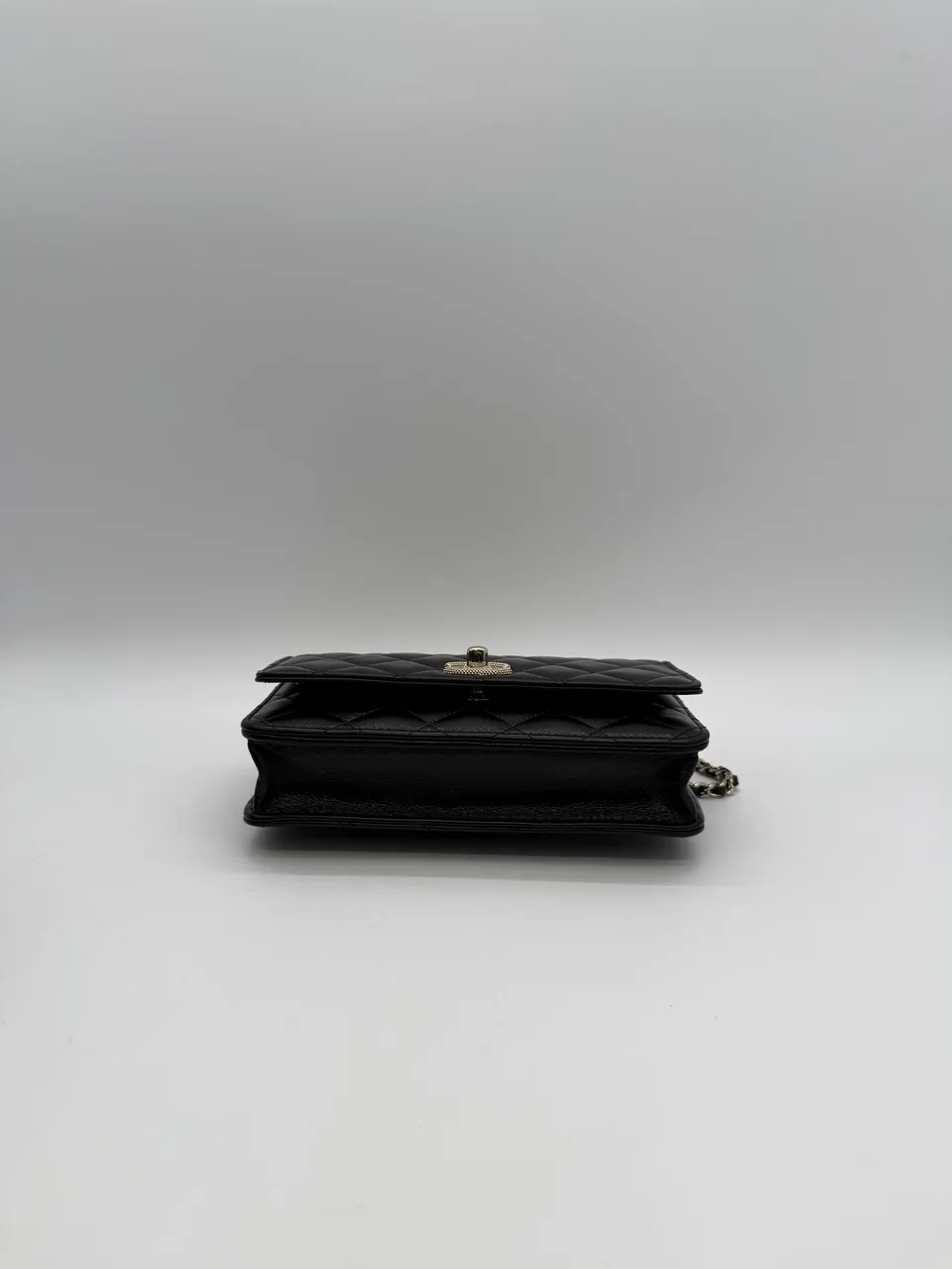 CHANEL LAMB SKIN TOP HANDLE WALLET-ON-CHAIN view 5