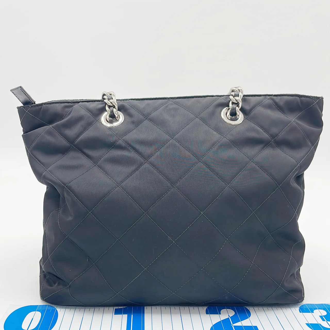 PRADA NYLON CHAIN TOTE BAG (BLACK) hover