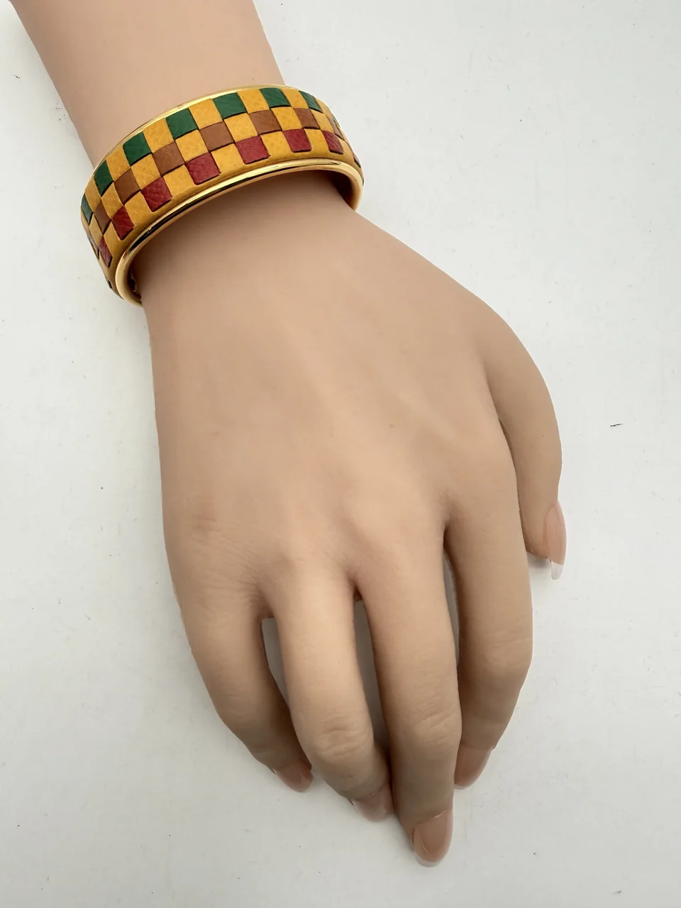 HERMES CHECKERED CUFF BRACELET view 4