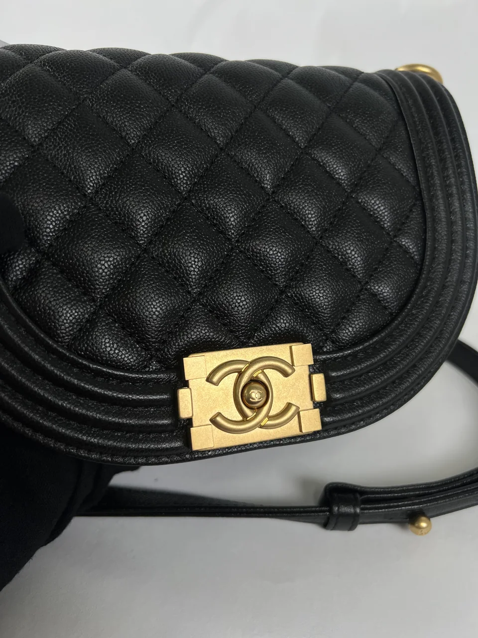 CHANEL CAVIAR LE BOY MESSENGER BAG view 11