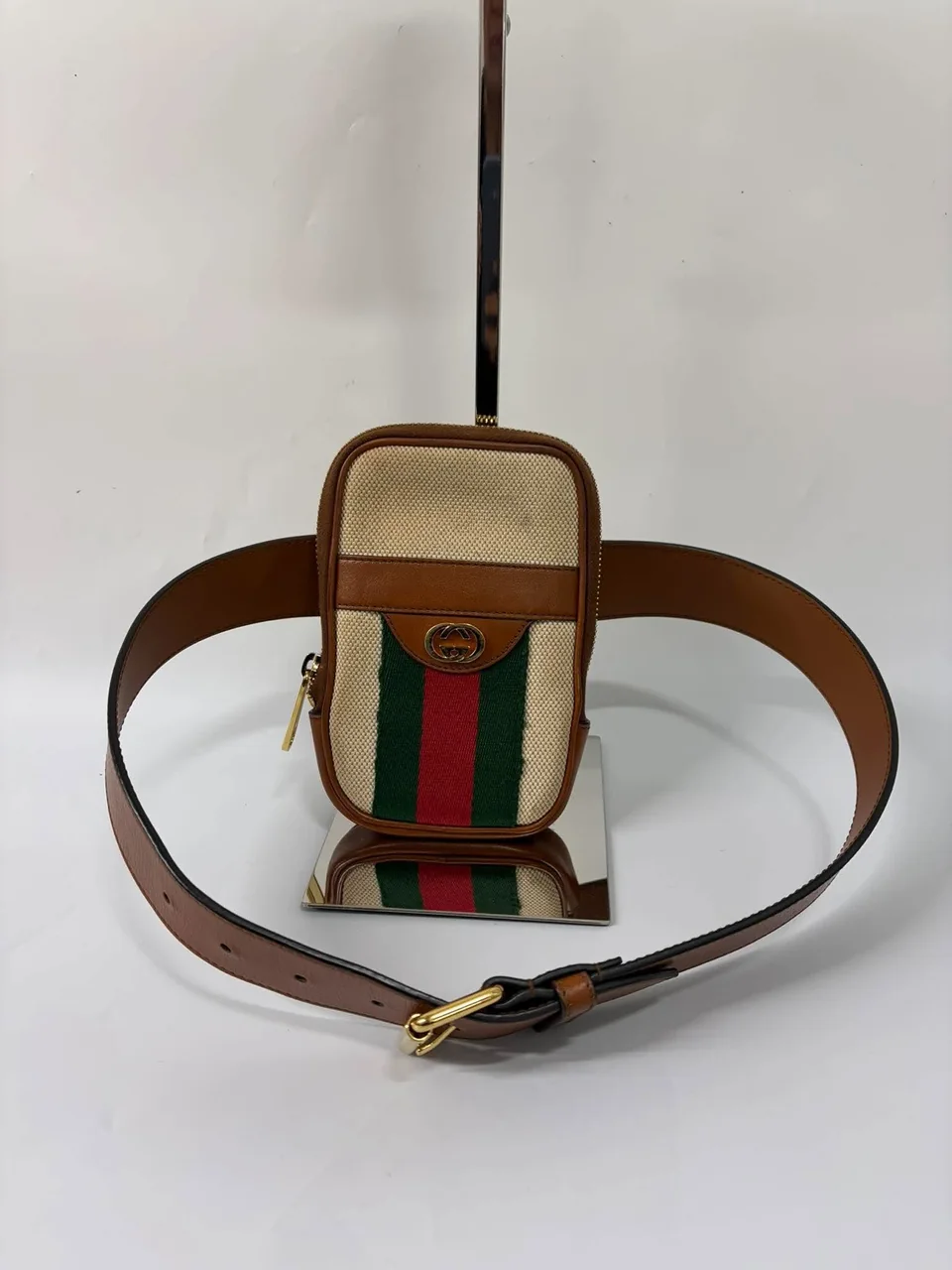 GUCCI VINTAGE CANVAS PHONE BELT BAG