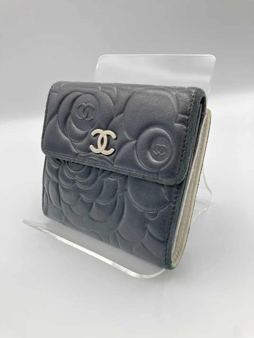 CHANEL LAMB SKIN CAMELIA WALLET view 6