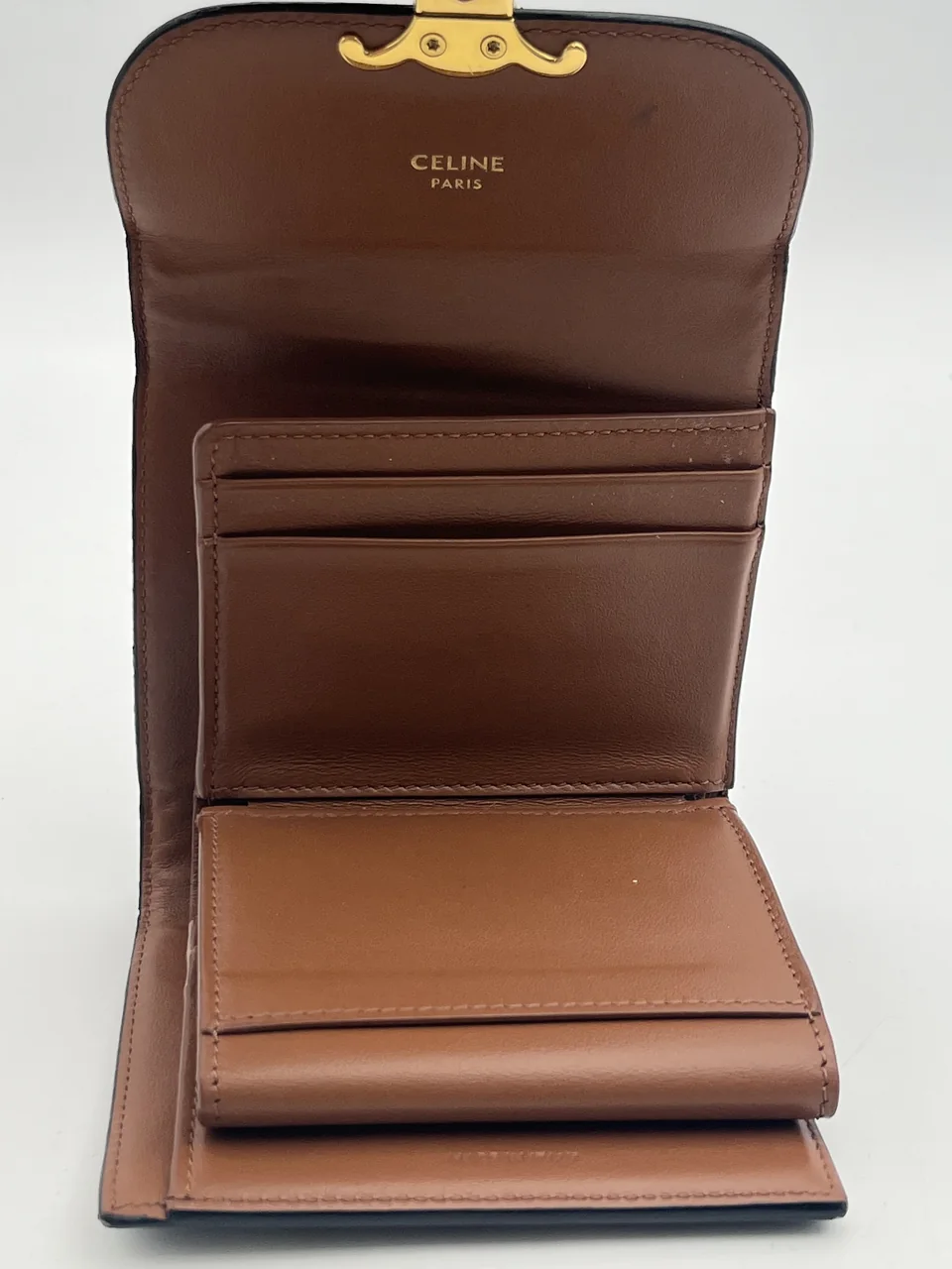 CELINE TRIOMPHE COMPACT WALLET (BROWN) view 5