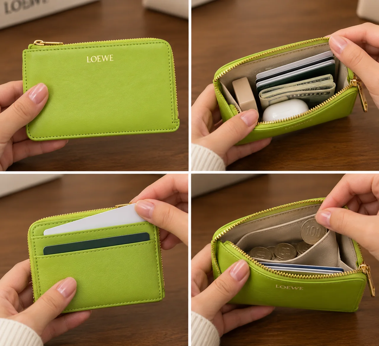 LOEWE COIN&CARD HOLDER (GREEN) hover