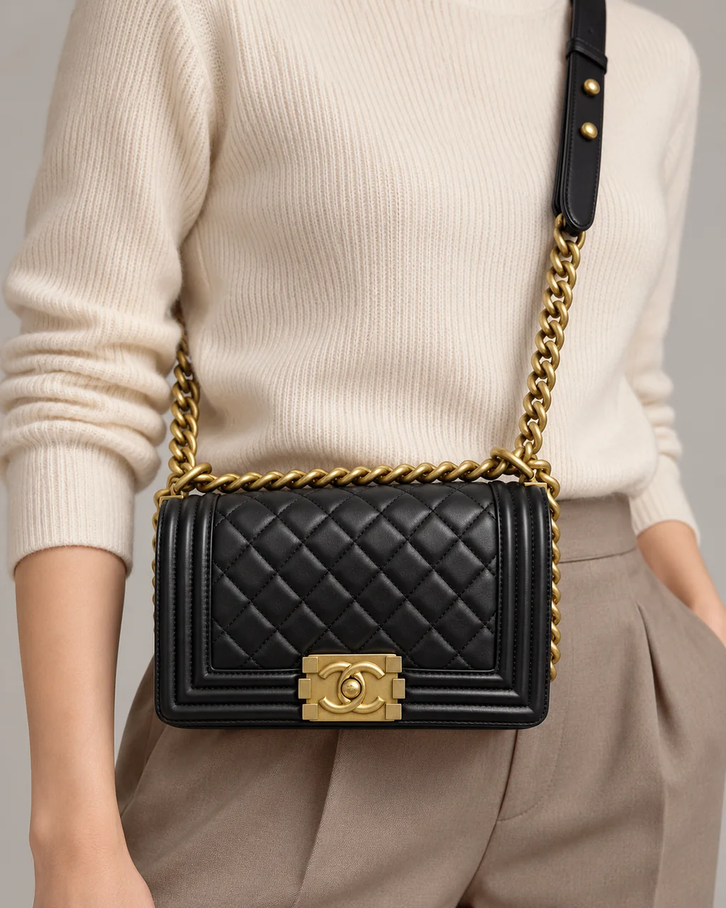 CHANEL LAMB SKIN LE BOY 20