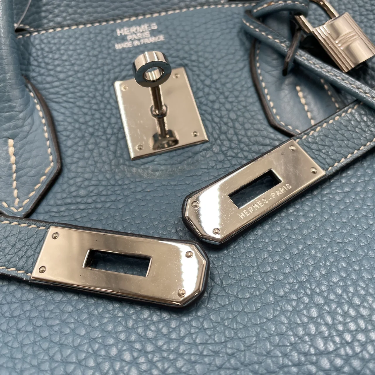 HERMES BIRKIN 35 (TAURILLON, BLUE JEAN, □I STAMP) view 6