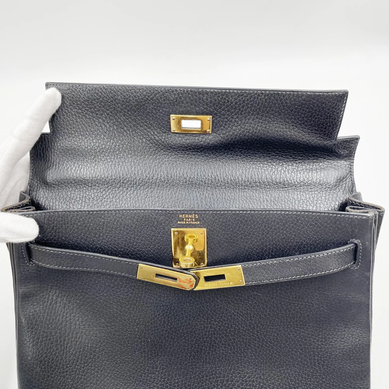 HERMES KELLY 32 (ARDENNES, BLACK, ○X STAMP) view 12