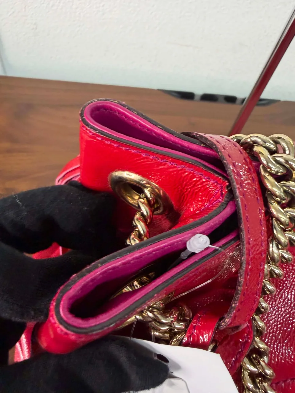 GUCCI CHAIN SHOULDER BAG (PINK) view 6