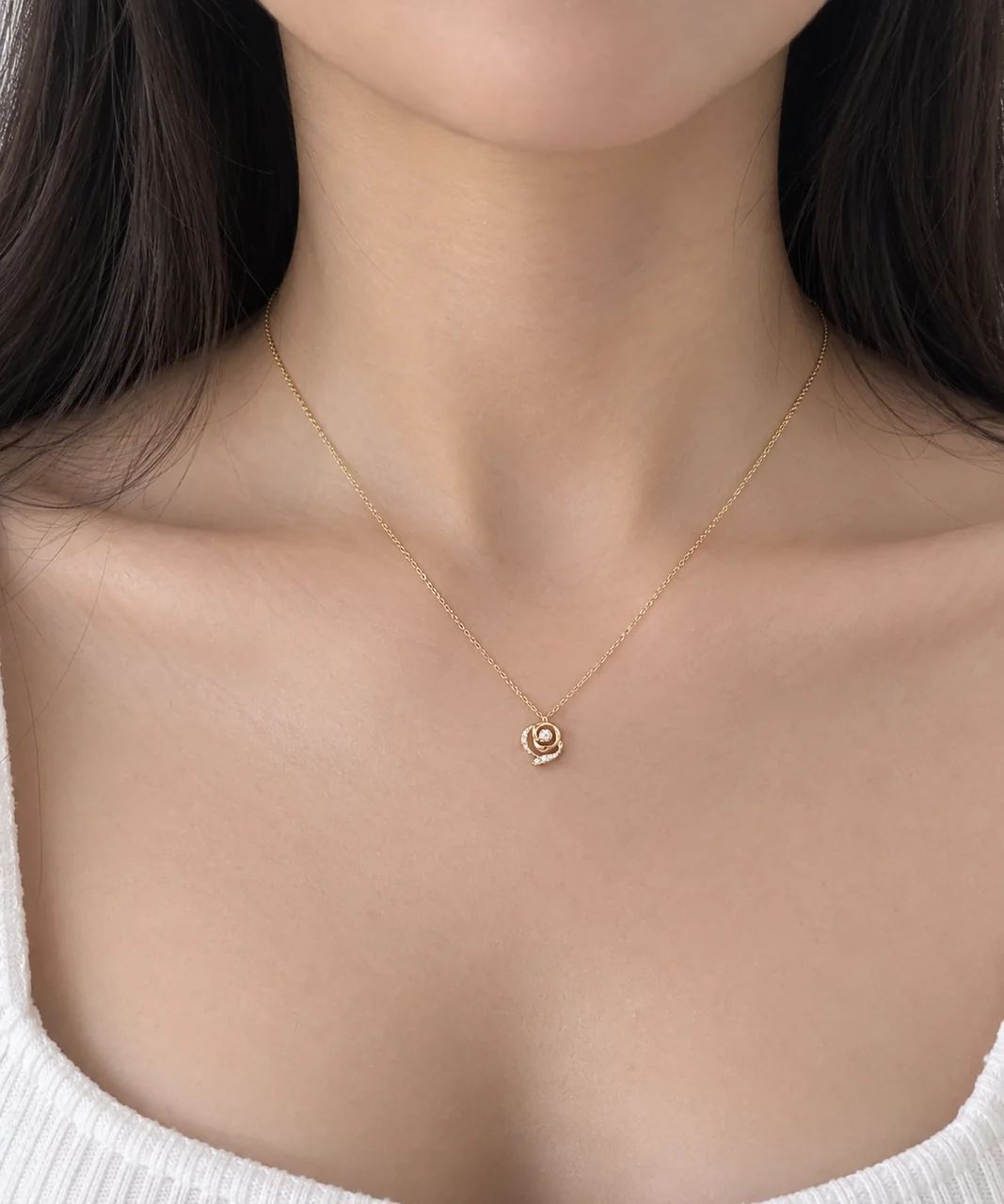 K18 FLOWER NECKLACE FD0.10CT 1.8G hover