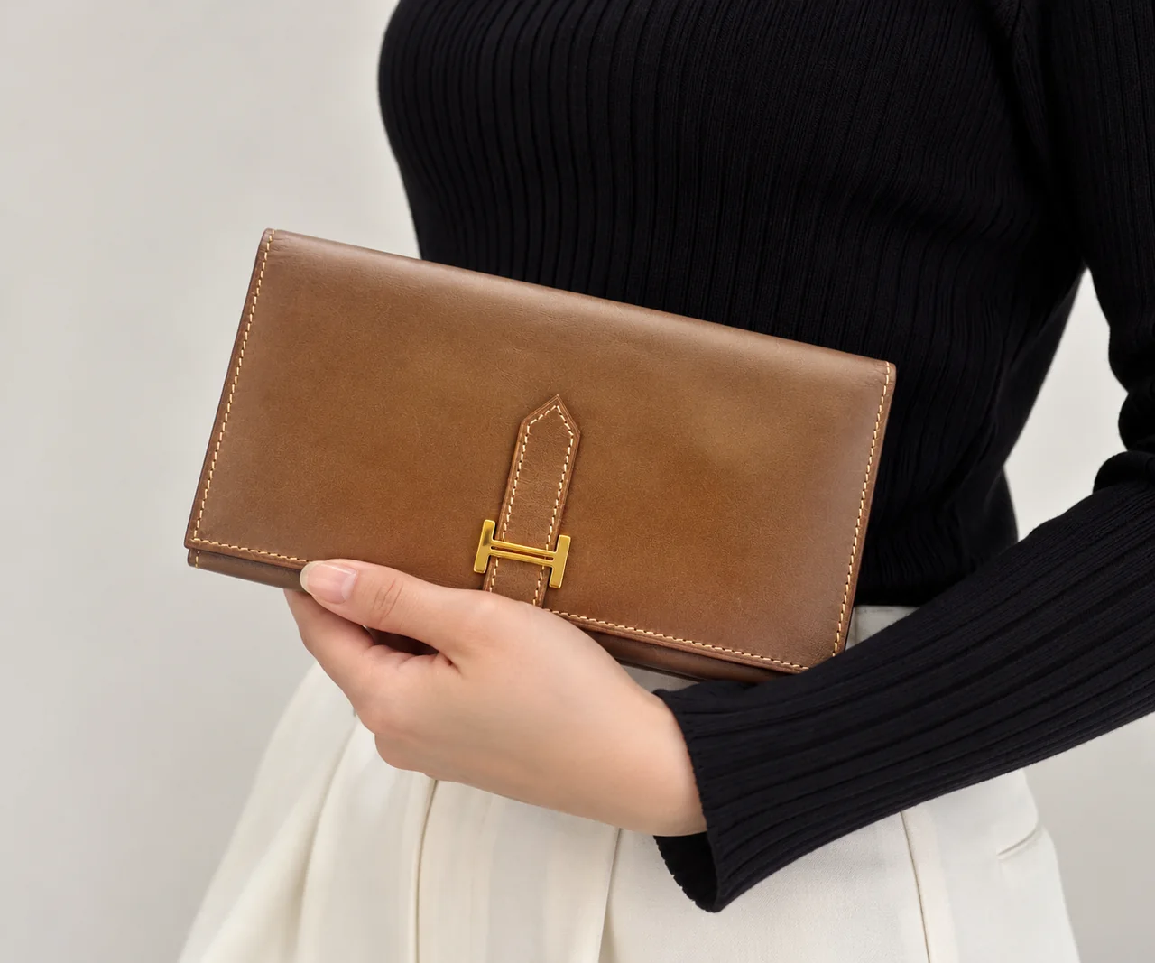 HERMES BEARN (BOX CALF, PEARL BROWN, I STAMP) view 2