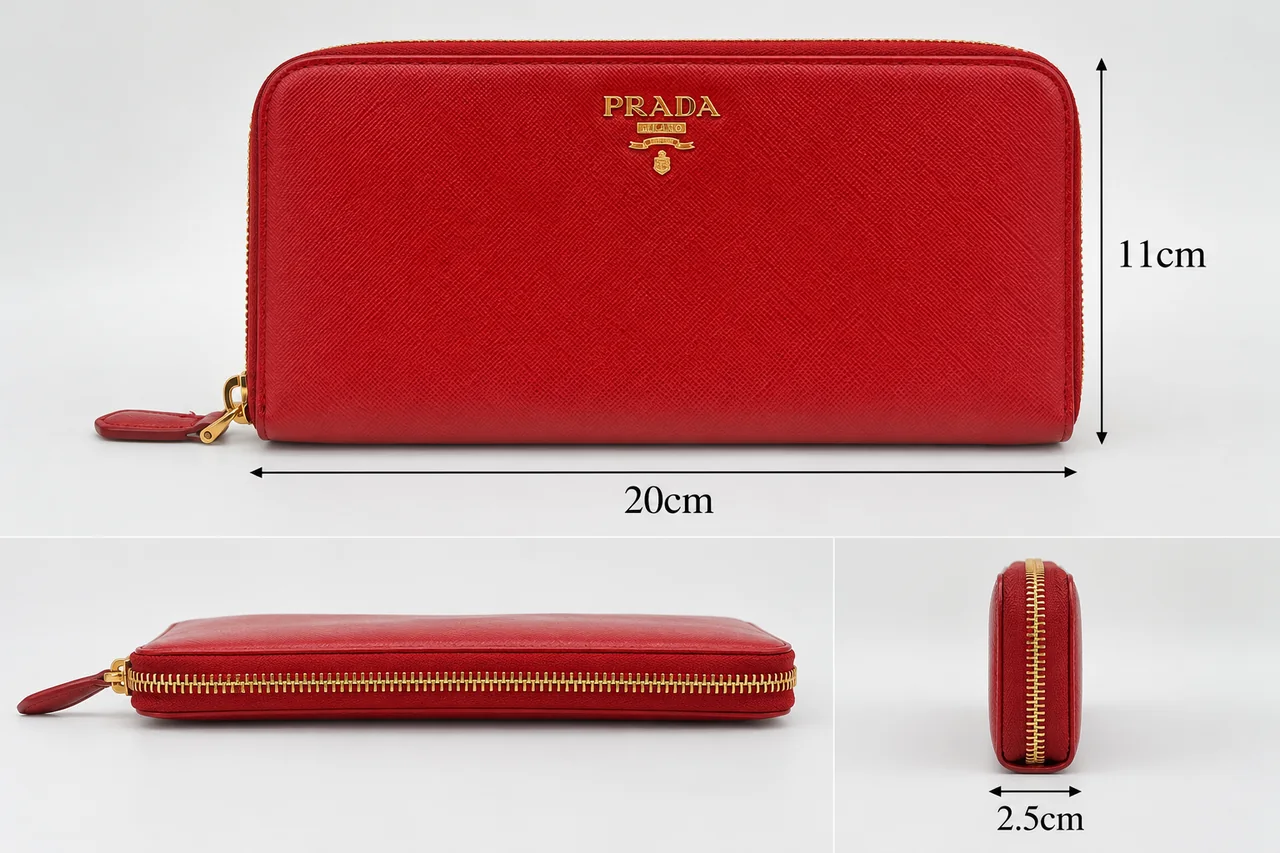 PRADA ROUND FASTENER LONG WALLET (RED) view 3
