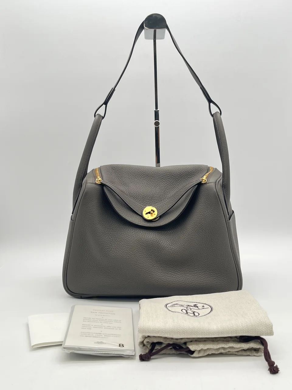 HERMES LINDY 30 (TAURILLON CLEMENCE, GRIS ETAIN, Y STAMP)